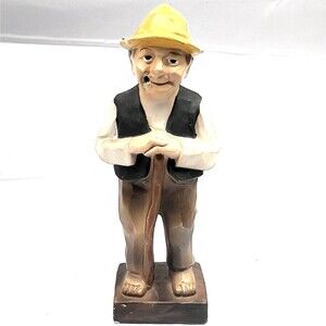 Vintage Decorama Old Pap Needs A Smoke! Chalware Figurine 6” Tall
